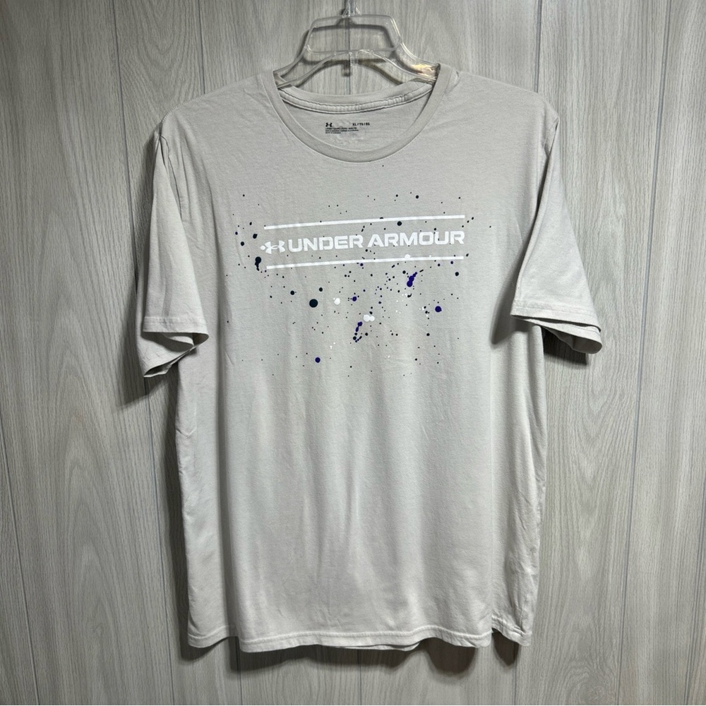 Under Armour Mens Paint Splatter Wordmark Graphic Short Sleeve Shirt Size XL